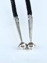 Native American Sterling Silver Blue Moon Turquoise Inlay Bolo Tie