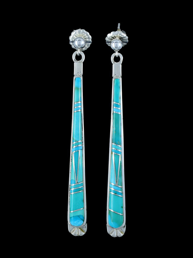 Native American Inlay Turquoise Post Earrings - PuebloDirect.com