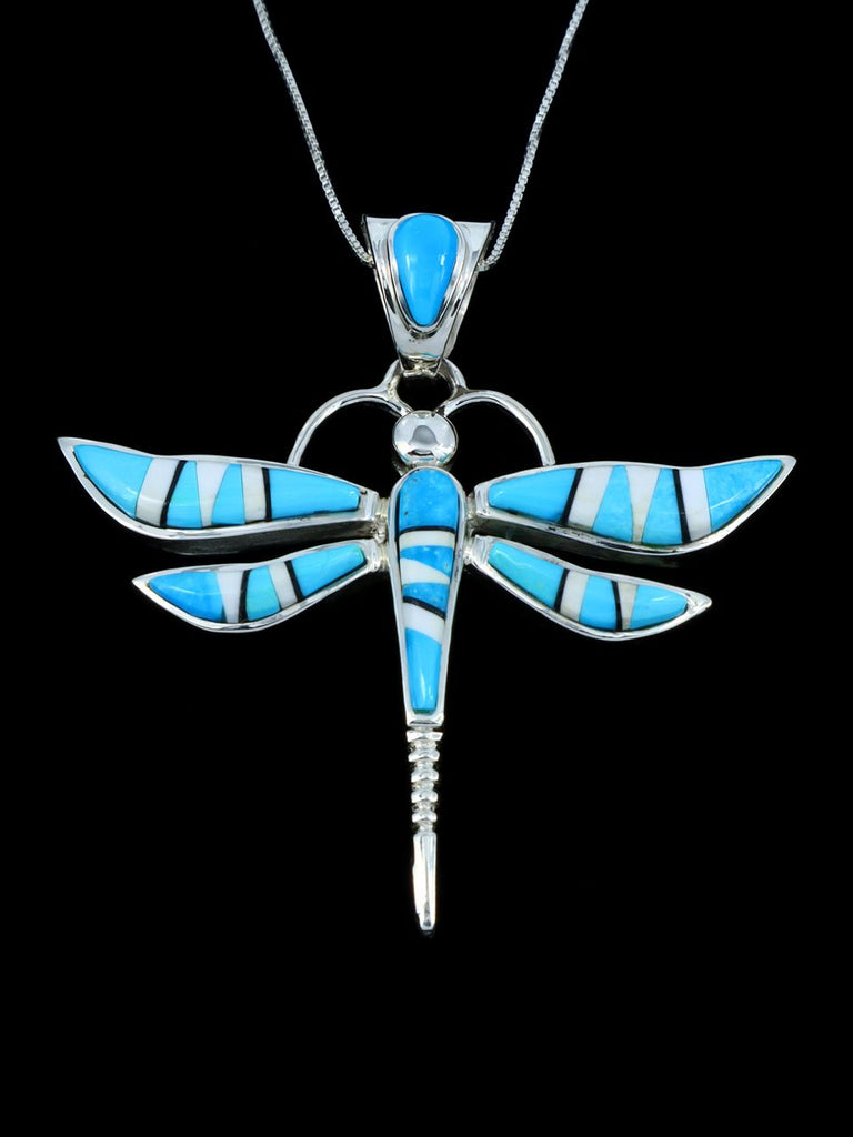 Native American Turquoise Dragonfly Inlay Pendant - PuebloDirect.com