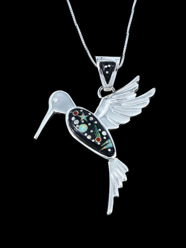 Native American Night Sky Inlay Hummingbird Pendant - PuebloDirect.com
