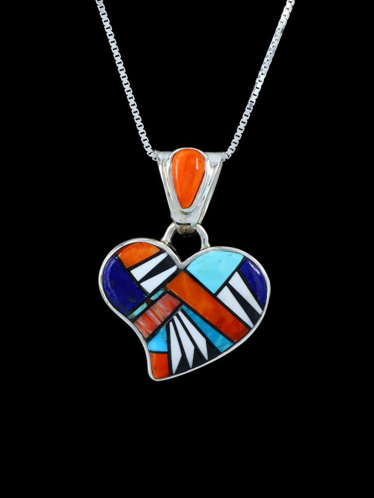 Native American Multistone Inlay Heart Pendant - PuebloDirect.com