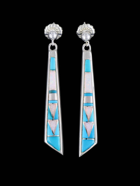 Native American Turquoise Inlay Post Earrings - PuebloDirect.com