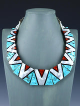 Collar de mosaico de concha blanca de Santo Domingo, indio nativo americano