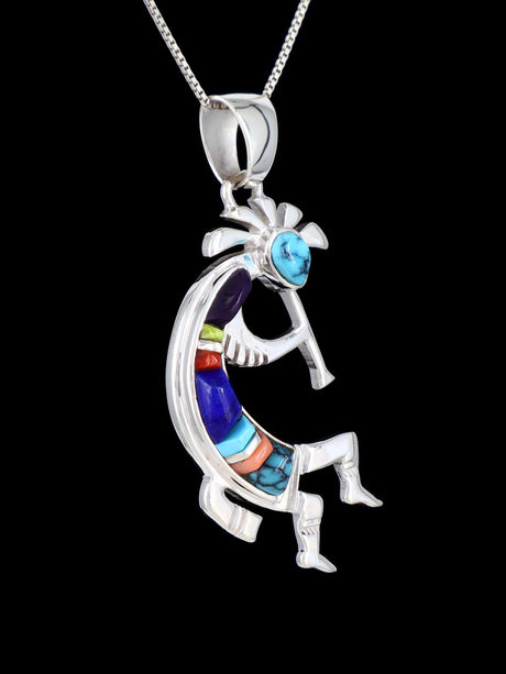Navajo Cobblestone Inlay Kokopelli Pendant - PuebloDirect.com