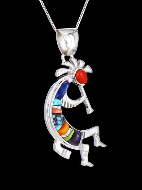 Navajo Cobblestone Inlay Kokopelli Pendant - PuebloDirect.com