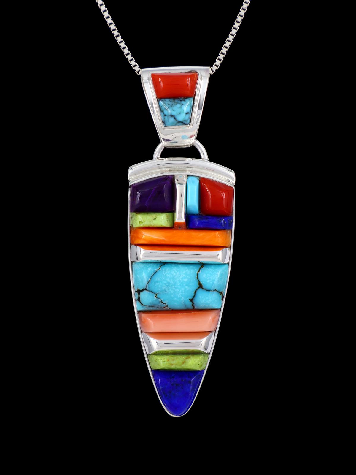 Native American Multistone Cobblestone Inlay Pendant - PuebloDirect.com