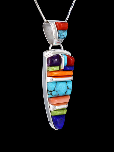 Native American Multistone Cobblestone Inlay Pendant - PuebloDirect.com