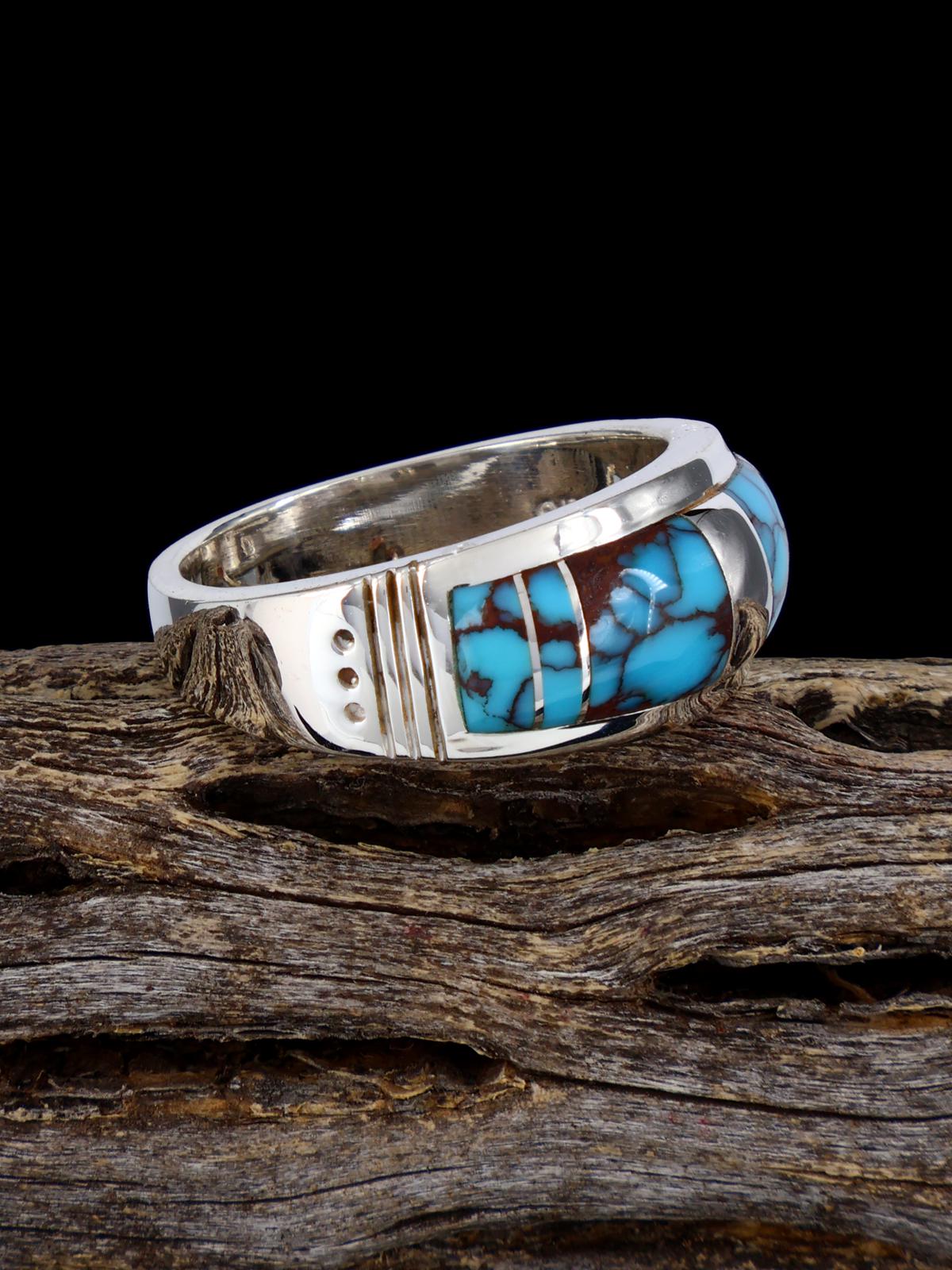 Turquoise Inlay Ring, Size 9 3/4 - PuebloDirect.com