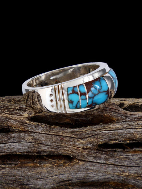 Turquoise Inlay Ring, Size 9 3/4 - PuebloDirect.com