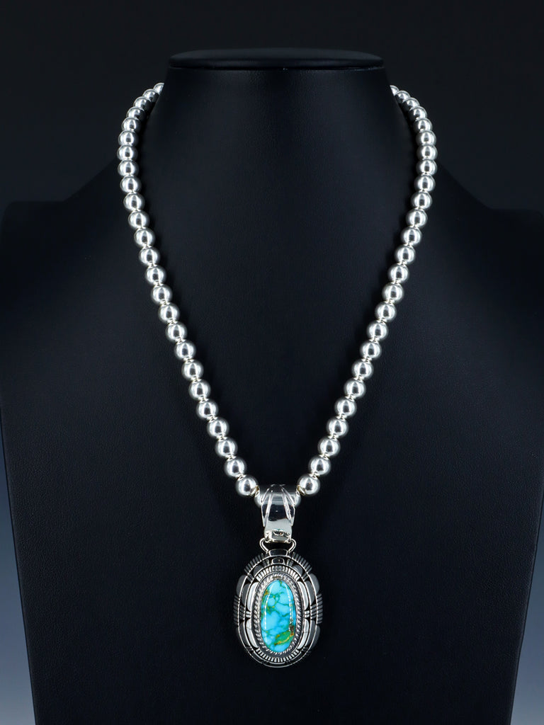 Native American Kingman Turquoise Sterling Silver Necklace - PuebloDirect.com