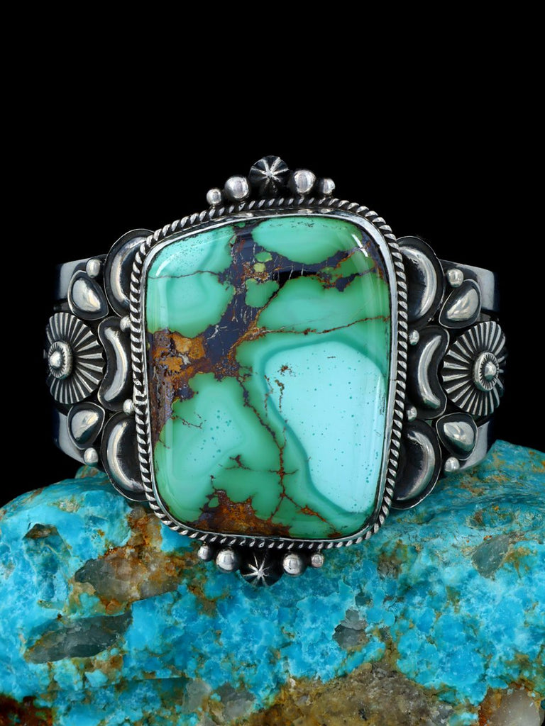 Native American Jewelry Sterling Silver Natural Royston Turquoise Cuff Bracelet - PuebloDirect.com