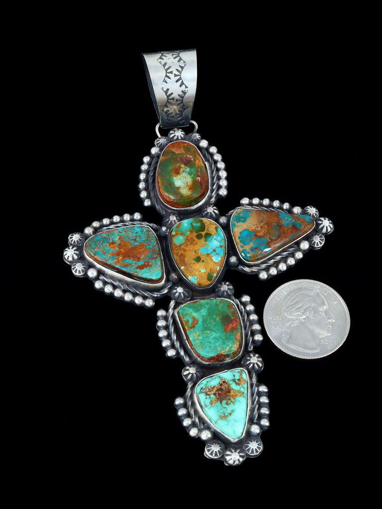 Native American Jewelry Natural Royston Turquoise Cross Pendant - PuebloDirect.com
