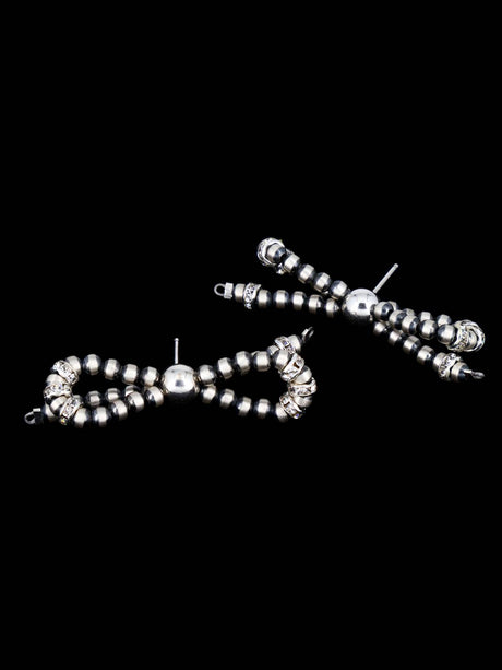 Navajo Sterling Silver Beaded Bows Post Earrings - PuebloDirect.com