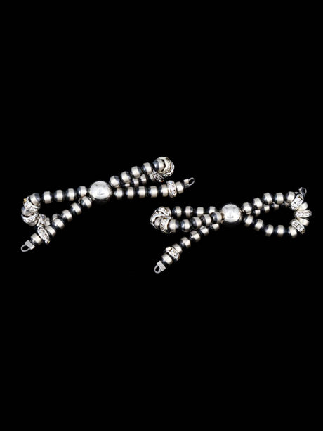 Navajo Sterling Silver Beaded Bows Post Earrings - PuebloDirect.com