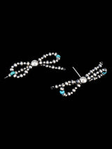 Navajo Sterling Silver Beaded Bows Post Earrings - PuebloDirect.com