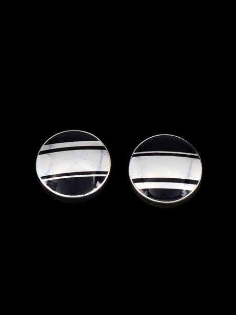 Estate Navajo Black Onyx Inlay Post Earrings - PuebloDirect.com