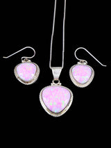 Navajo Kyocera Opal Sterling Silver Pendant and Earrings Set - PuebloDirect.com