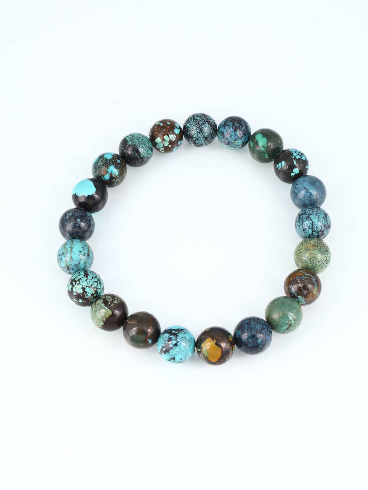 Navajo Cloud Mountain Turquoise Stretch Bracelet - PuebloDirect.com