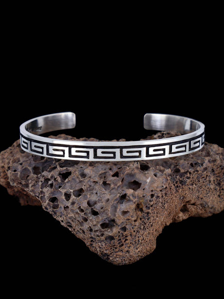 Native American Sterling Silver Hopi Overlay Cuff Bracelet - PuebloDirect.com
