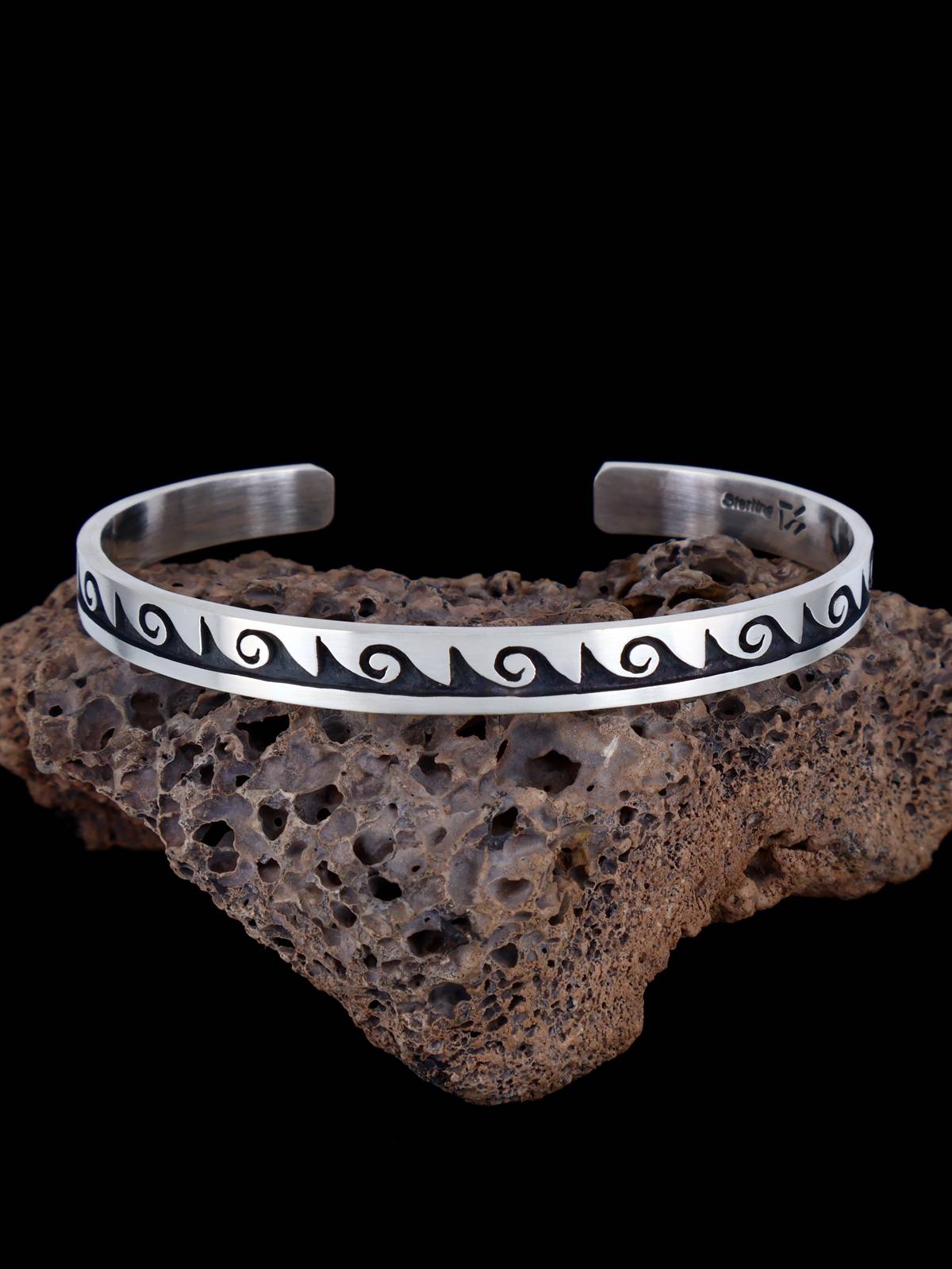 Native American Sterling Silver Hopi Overlay Cuff Bracelet - PuebloDirect.com