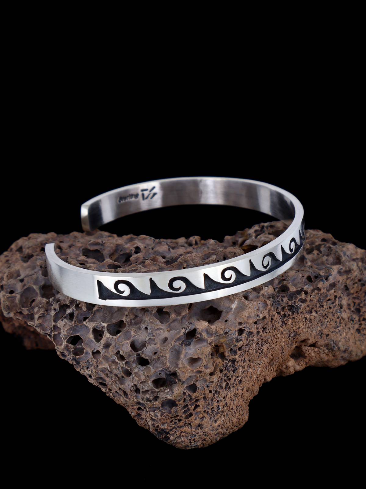Native American Sterling Silver Hopi Overlay Cuff Bracelet - PuebloDirect.com