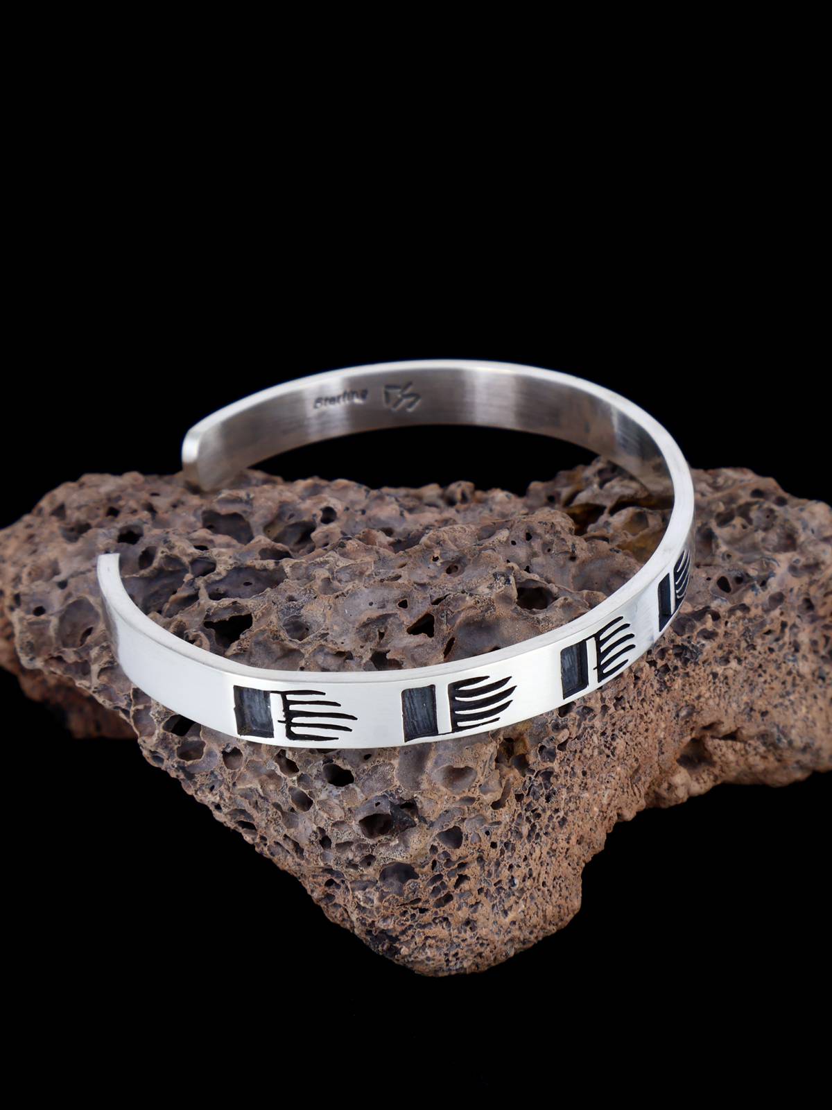 Native American Sterling Silver Hopi Overlay Cuff Bracelet - PuebloDirect.com
