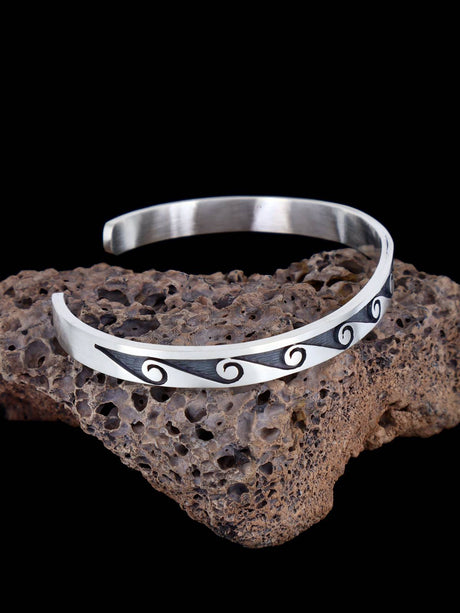 Native American Sterling Silver Hopi Overlay Cuff Bracelet - PuebloDirect.com