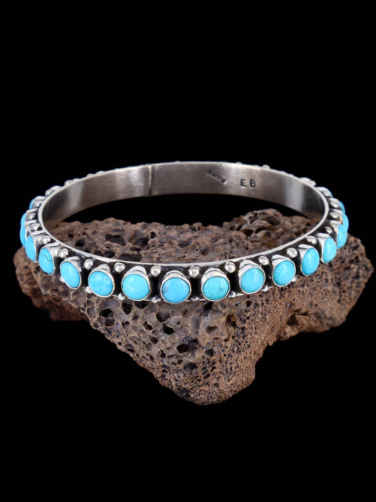 Native American Sleeping Beauty Turquoise Bangle Bracelet - PuebloDirect.com