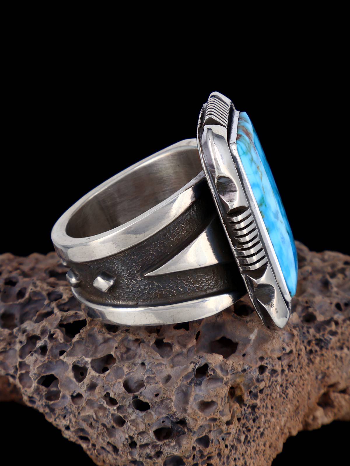 Native American Kingman Turquoise Ring, Size 14 1/4 - PuebloDirect.com