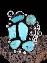 Turquoise Cluster Sterling Silver Ring, Size 6 1/2 - PuebloDirect.com