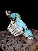 Turquoise Cluster Sterling Silver Ring, Size 6 1/2 - PuebloDirect.com
