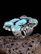 Turquoise Cluster Sterling Silver Ring, Size 6 1/2 - PuebloDirect.com