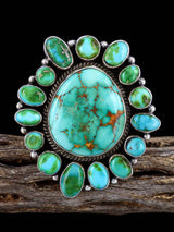 Royston and Sonoran Gold Turquoise Cluster Sterling Silver Ring, Size 7 1/2 - PuebloDirect.com