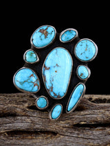 Turquoise Cluster Sterling Silver Ring, Size 8 - PuebloDirect.com