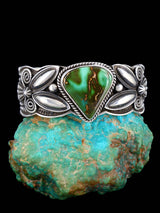 Navajo Jewelry Sterling Silver Natural Royston Turquoise Cuff Bracelet - PuebloDirect.com