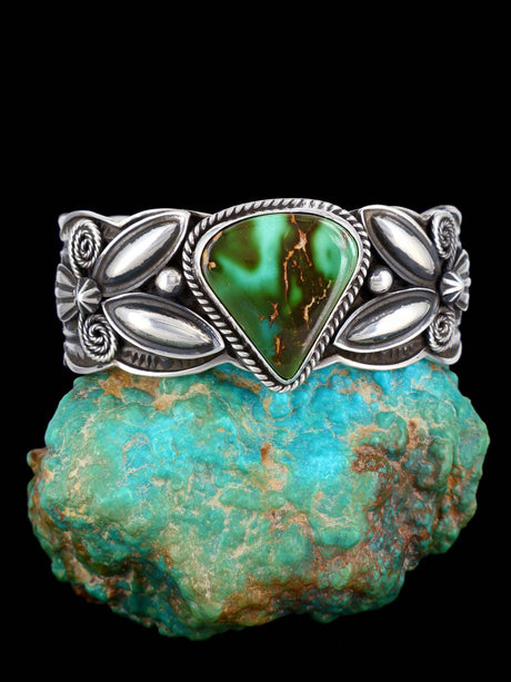 Navajo Jewelry Sterling Silver Natural Royston Turquoise Cuff Bracelet - PuebloDirect.com