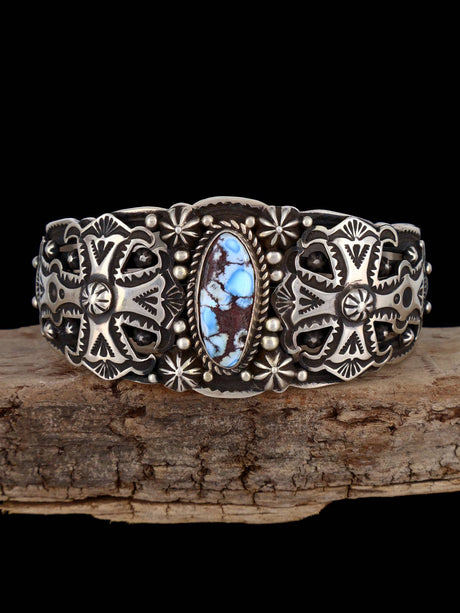 Navajo Jewelry Natural Golden Hill Turquoise Cuff Bracelet - PuebloDirect.com