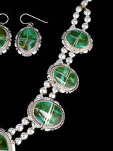 Navajo Jewelry Sonoran Gold Turquoise Inlay Necklace and Earrings Set - PuebloDirect.com