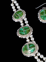 Navajo Jewelry Sonoran Gold Turquoise Inlay Necklace and Earrings Set - PuebloDirect.com