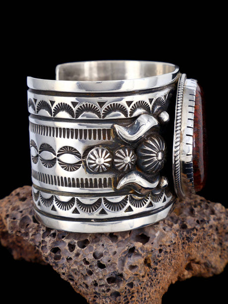 Native Sterling Silver Dinosaur Gembone Cuff Bracelet - PuebloDirect.com