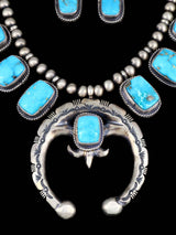 Sonoran Turquoise Sterling Silver Squash Blossom Necklace Set - PuebloDirect.com