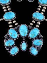 Sonoran Turquoise Sterling Silver Squash Blossom Necklace Set - PuebloDirect.com