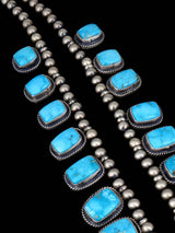 Sonoran Turquoise Sterling Silver Squash Blossom Necklace Set - PuebloDirect.com