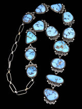 Navajo Sterling Silver Golden Hills Turquoise Lariat Necklace - PuebloDirect.com