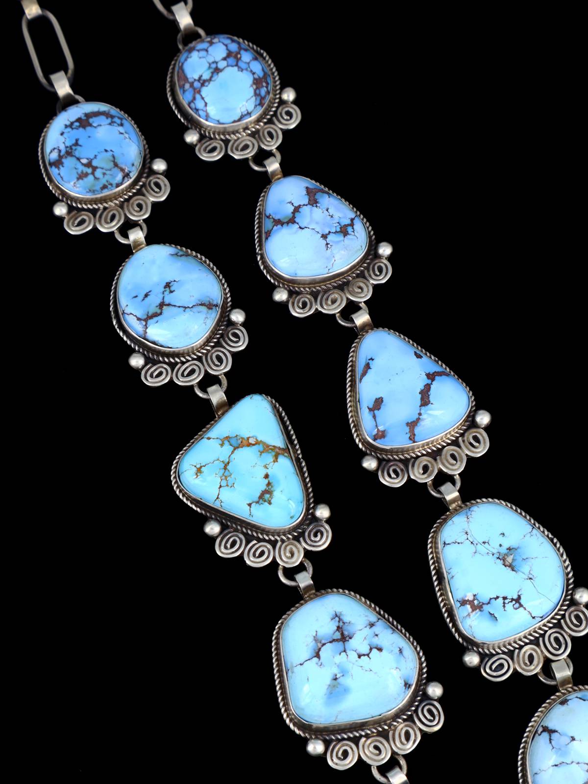 Navajo Sterling Silver Golden Hills Turquoise Lariat Necklace - PuebloDirect.com