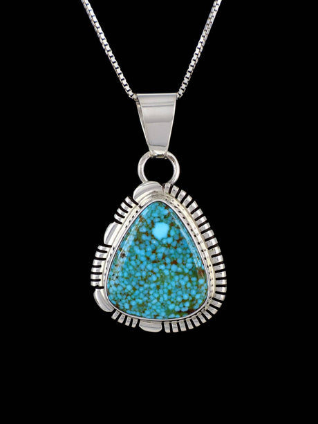 Natural Kingman Turquoise Navajo Sterling Silver Pendant - PuebloDirect.com