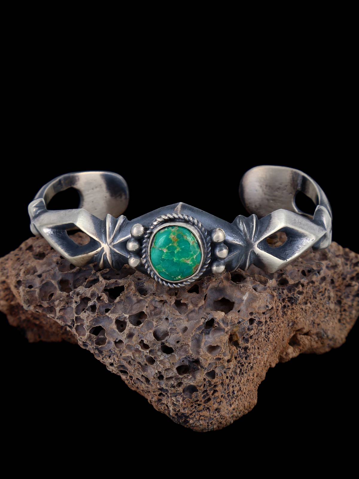 Navajo Emerald Valley Turquoise Sterling Silver Cuff Bracelet - PuebloDirect.com