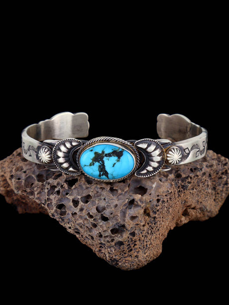 Navajo Turquoise Sterling Silver Cuff Bracelet - PuebloDirect.com