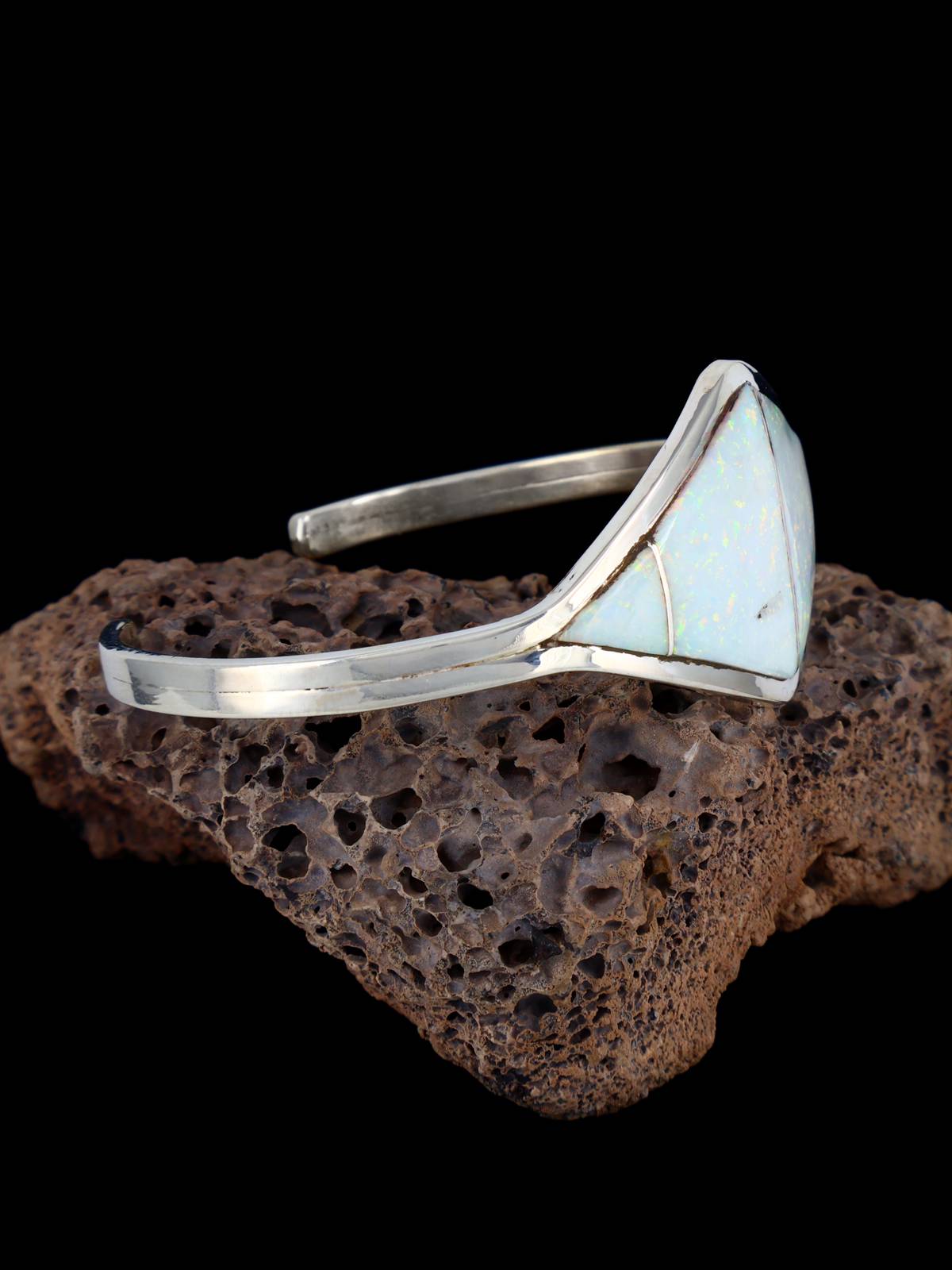 Native American Zuni Inlay Opalite Cuff Bracelet - PuebloDirect.com