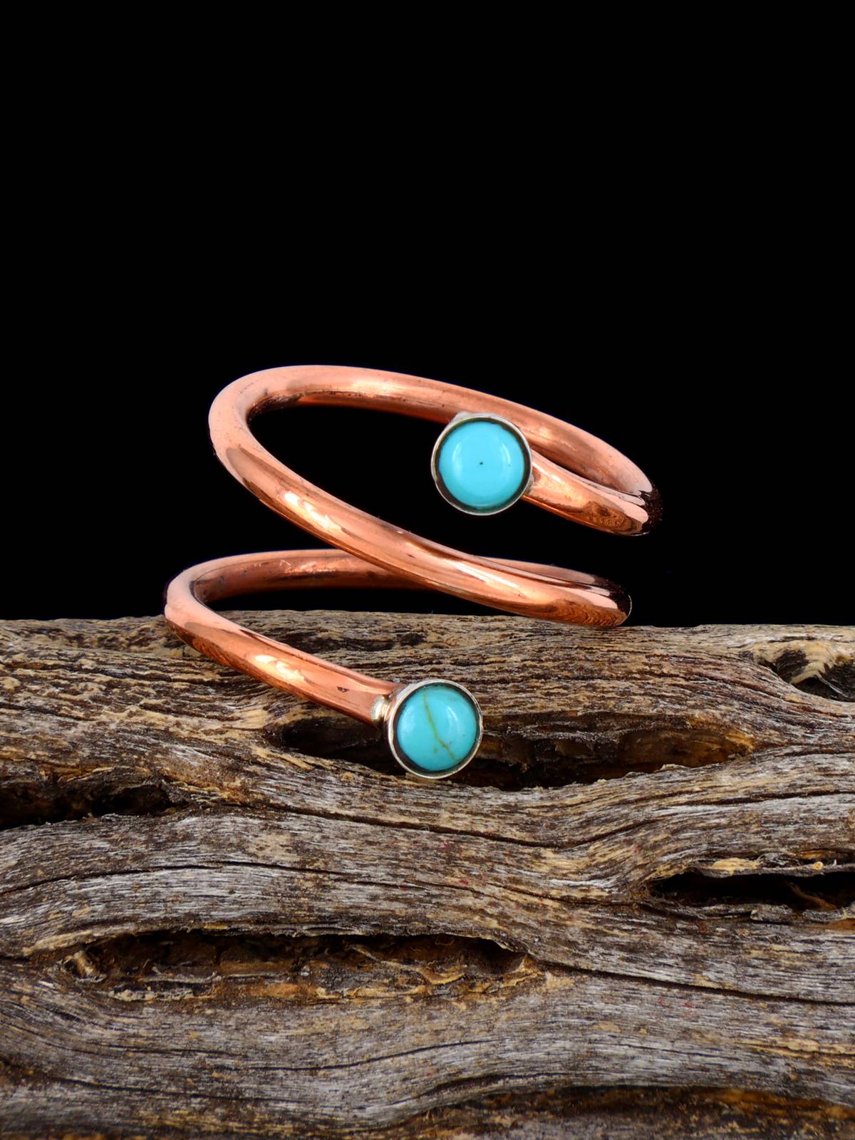 Navajo Copper and Turquoise Wrap Ring, Multiple Sizes - PuebloDirect.com